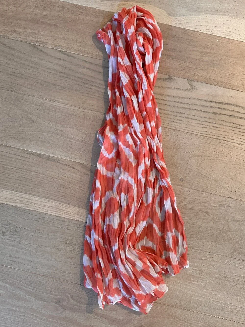 Light Weight Fashion Scarf, D & Co, Coral and White Print